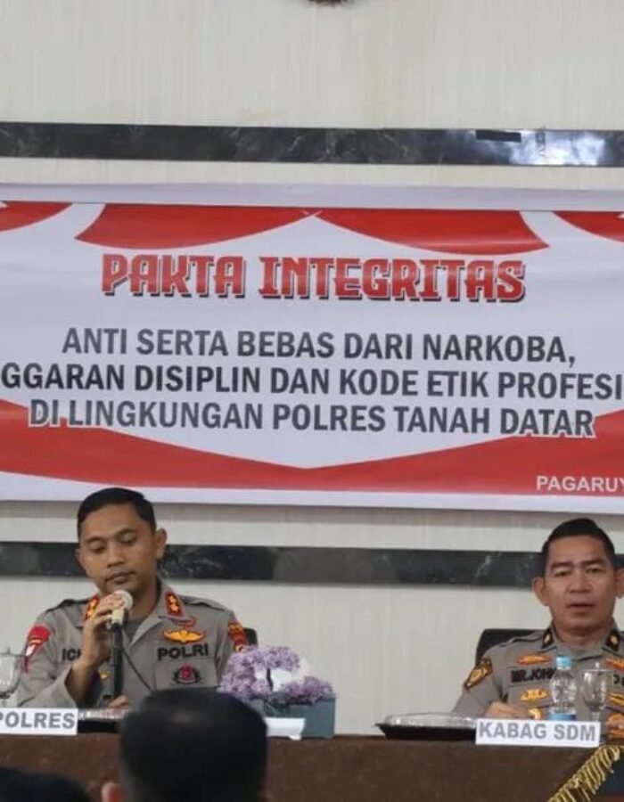 Polres Tanah Datar Tanda Tangani Pakta Integritas: Komitmen Tegas Bebas Narkoba dan Pelanggaran Etik